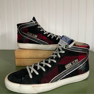 Golden Goose SLIDE Side-Zip Hightops in Buffalo Plaid *Italy*